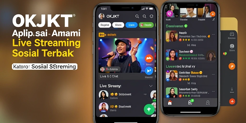Screenshot antarmuka OKJKT saat Live Streaming dengan banyak interaksi pengguna.