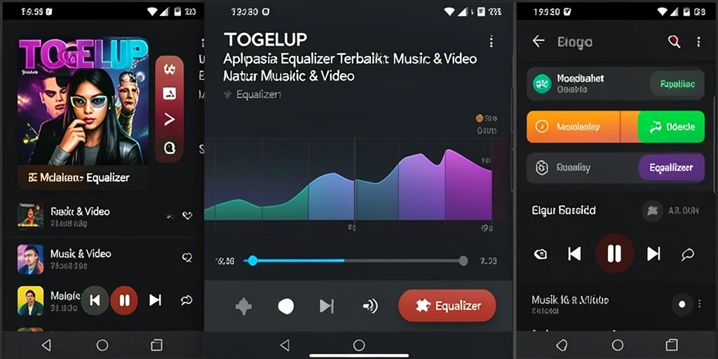 Antarmuka TOGELUP dengan berbagai fitur Equalizer yang mudah diakses.