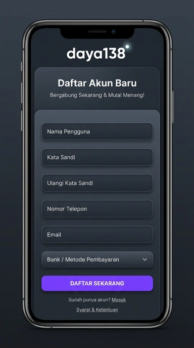 Panduan membuat akun baru daya138 untuk pengguna Android